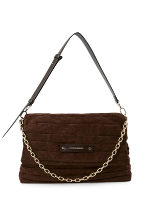 Karl Lagerfeld medium K/Essential plie suede shoulder bag - Brown