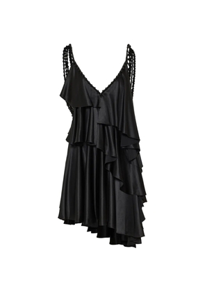 Balmain beaded ruffled dress - Black