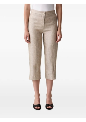 VICOLO pressed-crease cropped trousers - Neutrals