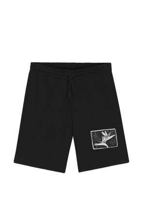 HUGO Darispan cotton-terry shorts with artwork-patch - Black