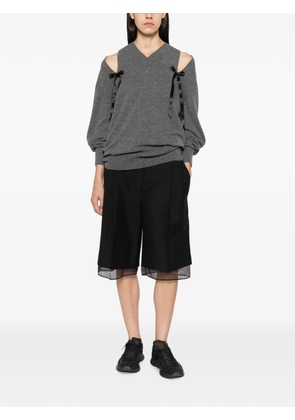 Simone Rocha bow-embellished cold-shoulder sweater - Grey