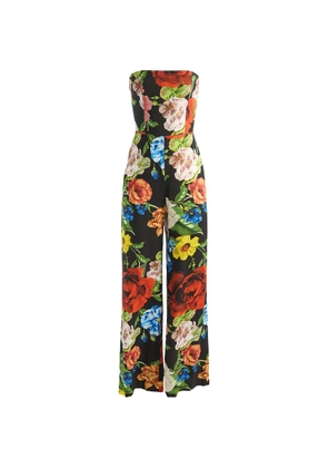 alice + olivia Beatriz floral-print strapless jumpsuit - Black