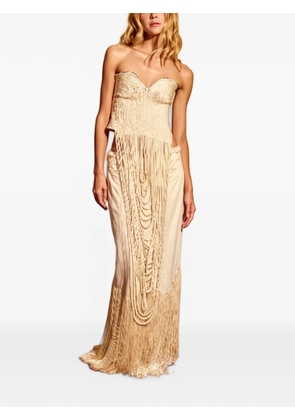 Bless fringe-trim strapless top - Neutrals