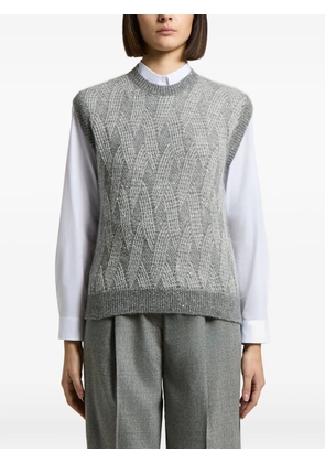 Peserico sequin-embellished open-knit vest - Grey