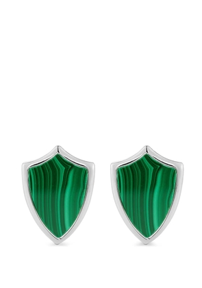 Mateo malachite shield cufflinks - Silver