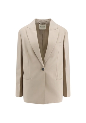 Closed single-breasted peak-lapel blazer - Neutrals
