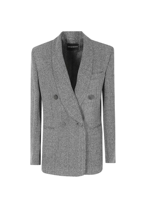 Emporio Armani double-breasted blazer in mouliné fabric signature capsule - Grey