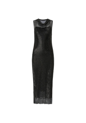 PINKO crystal-embellished mesh-knit midi dress - Black