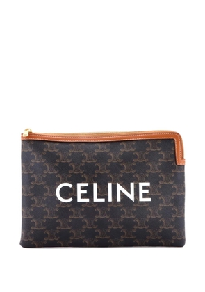 Celine Pre-Owned Zip Triomphe Coated Canvas Small pouch - Brown