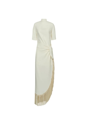 Taller Marmo Athena fringe-trimmed midi dress - Neutrals