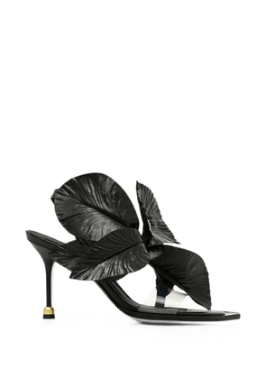 Vanda Novak Daisy floral-appliqué sandals - Black