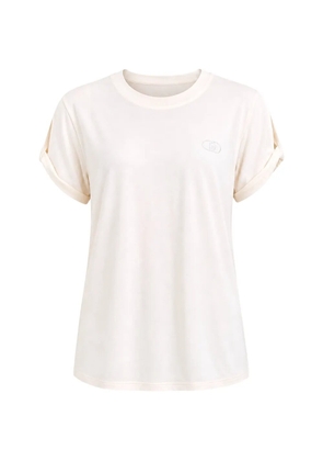 LIU JO rolled-cuff logo-embroidered T-shirt - Neutrals