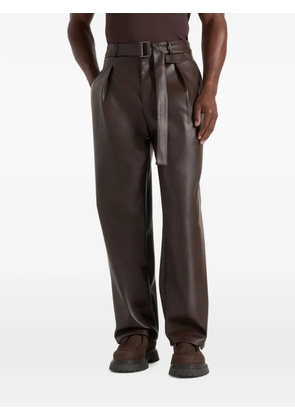 Manière De Voir Serge in brown relaxed fit leather pleated trousers