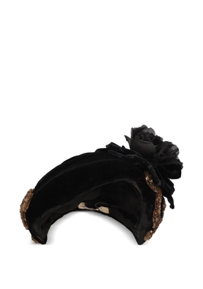 Vintage floral-detail sequin-embellished hat - Black