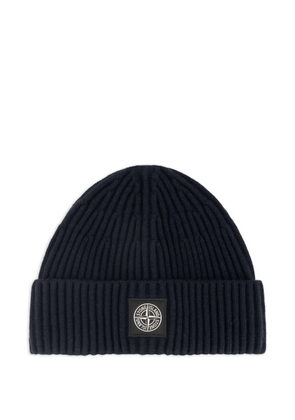 Stone Island ribbed-knit beanie hat - Blue