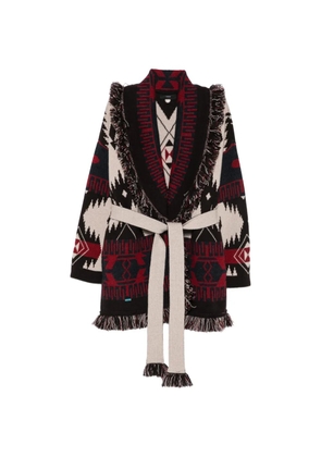 Alanui jacquard knitted coat - Black
