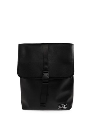 Ea7 Emporio Armani logo-patch buckle-fastening backpack - Black