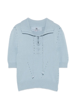 Ermanno Scervino lace-up short-sleeve T-shirt - Blue