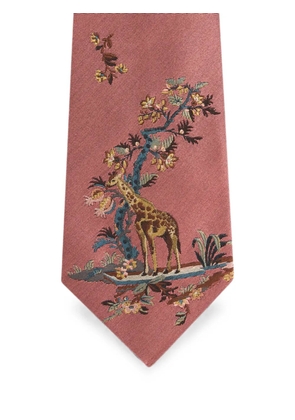 ETRO silk jacquard tie with placed giraffe motif - Pink
