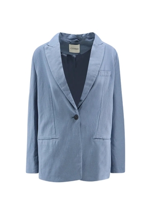 Closed single-breasted peak-lapel blazer - Blue