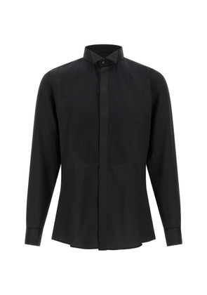 Pal Zileri pleated-plastron tuxedo cotton shirt - Black