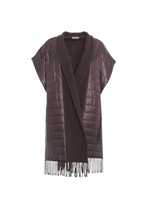 Herno fringed-hem cape - Brown