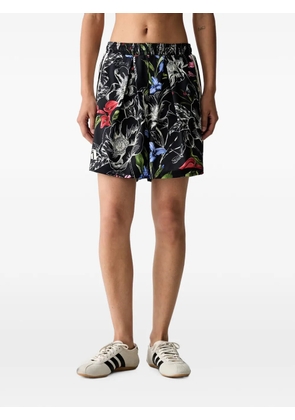 adidas x FARM Rio floral-print side-stripe shorts - Black