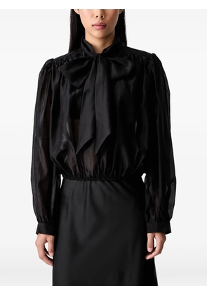 VICOLO pussy-bow sheer-finish blouse - Black
