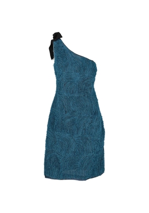 Luisa Beccaria 2018-2024 one-shoulder bow-detail midi dress - Blue