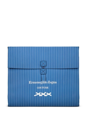 Zegna pinstripe logo-print tote bag - Blue