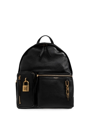 Balmain padlock-detail leather backpack - Black