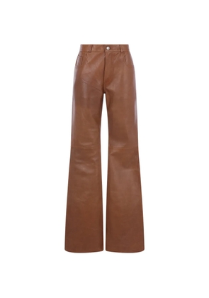 Haikure leather wide-leg trousers - Brown