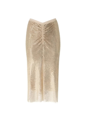 PINKO crystal-embellished ruched midi skirt - Gold