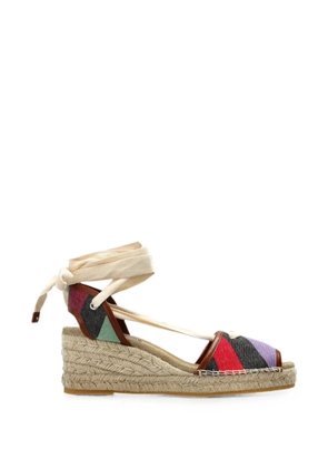 Versace Lola striped wedge sandals - Black