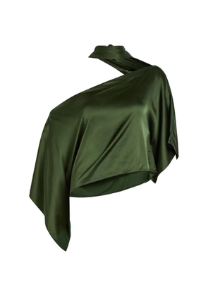 alice + olivia Rita one-shoulder draped top - Green