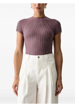 GUESS USA crystal-embellished ribbed top - Purple
