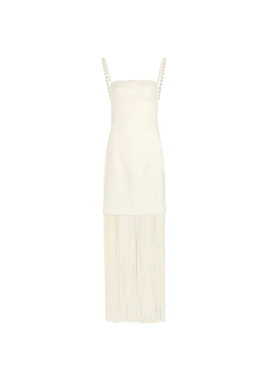 ANDRES OTALORA fringe-detail beaded-strap midi dress - Neutrals