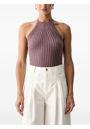 GUESS USA rhinestone-embellished ribbed top - Purple