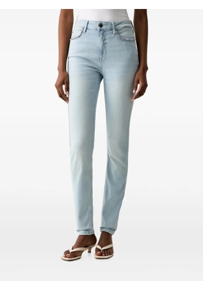 GUESS USA crystal-embellished logo-patch jeans - Blue