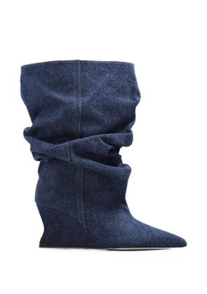 Balmain slouchy wedge ankle boots - Blue