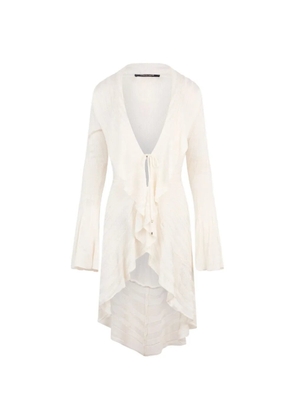 Roberto Cavalli ruffled-trim flared-sleeve cardigan - Neutrals
