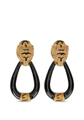 Roberto Cavalli crystal-embellished tiger-head earrings - Gold