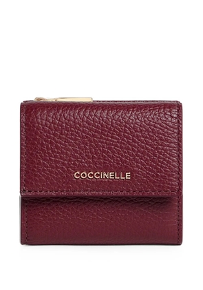 Coccinelle small Metallic grained-leather wallet - Red