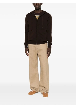 BOMPARD zip-up drawstring hoodie - Brown