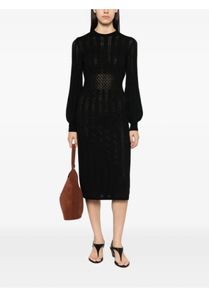 TWINSET pointelle-knit long-sleeve dress - Black