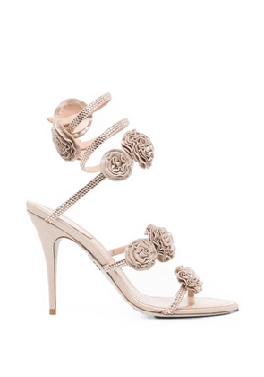 René Caovilla Rosalia floral-applique sandals - Neutrals