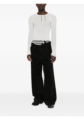 Ann Demeulemeester tie-fastening wide-leg trousers - Black