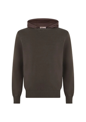 Herno contrast-hood fine-knit hoodie - Brown