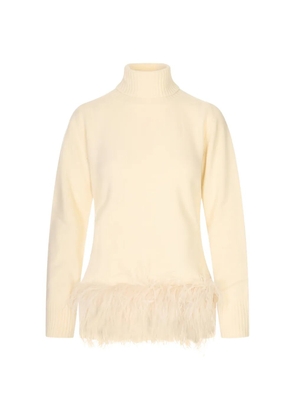 P.A.R.O.S.H. feather-trim roll-neck sweater - Neutrals