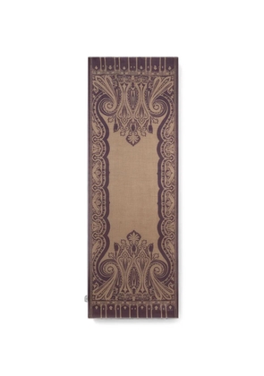ETRO wool and silk scarf with houndstooth motif and Paisley print - Purple